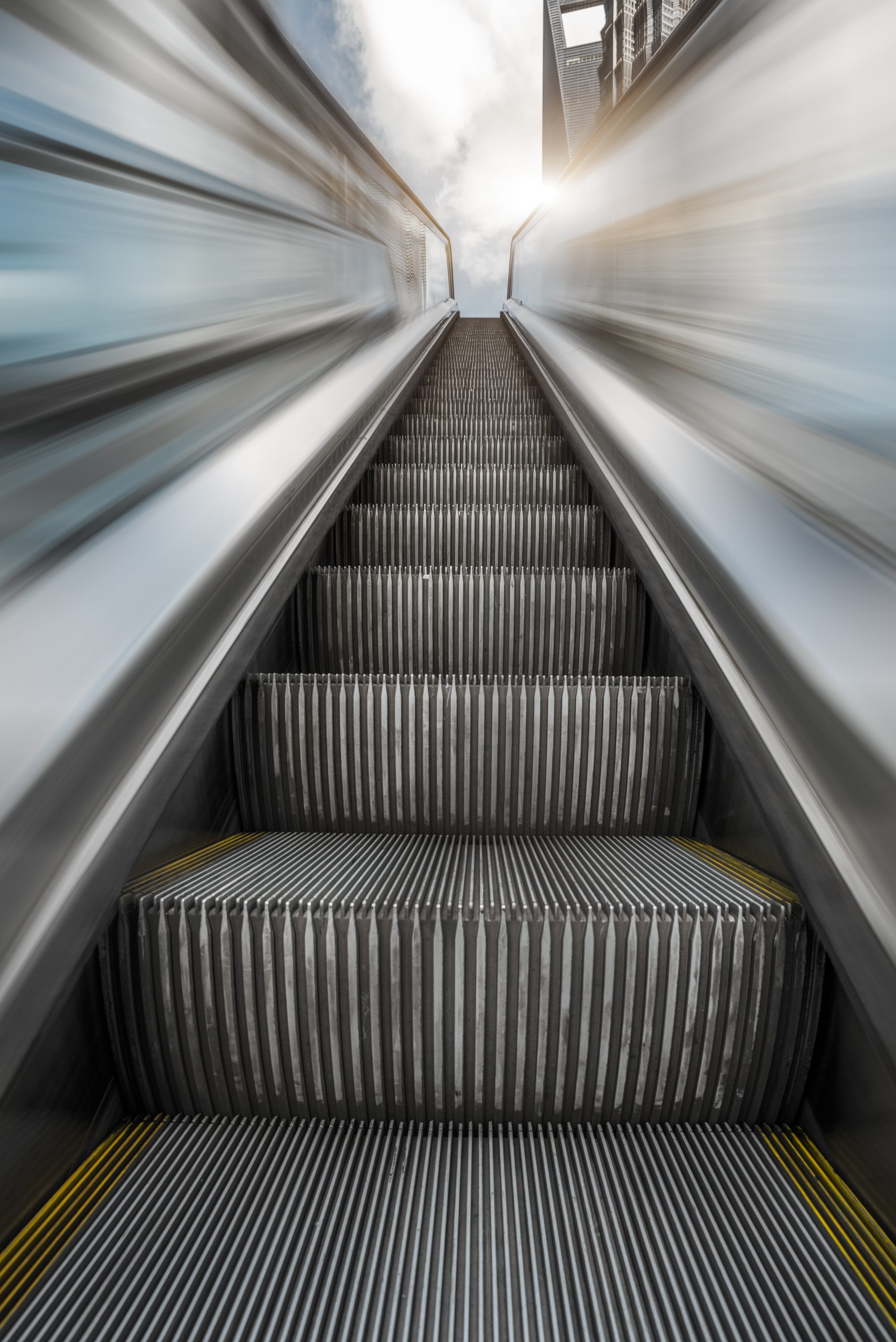 Escalator in an underground station.